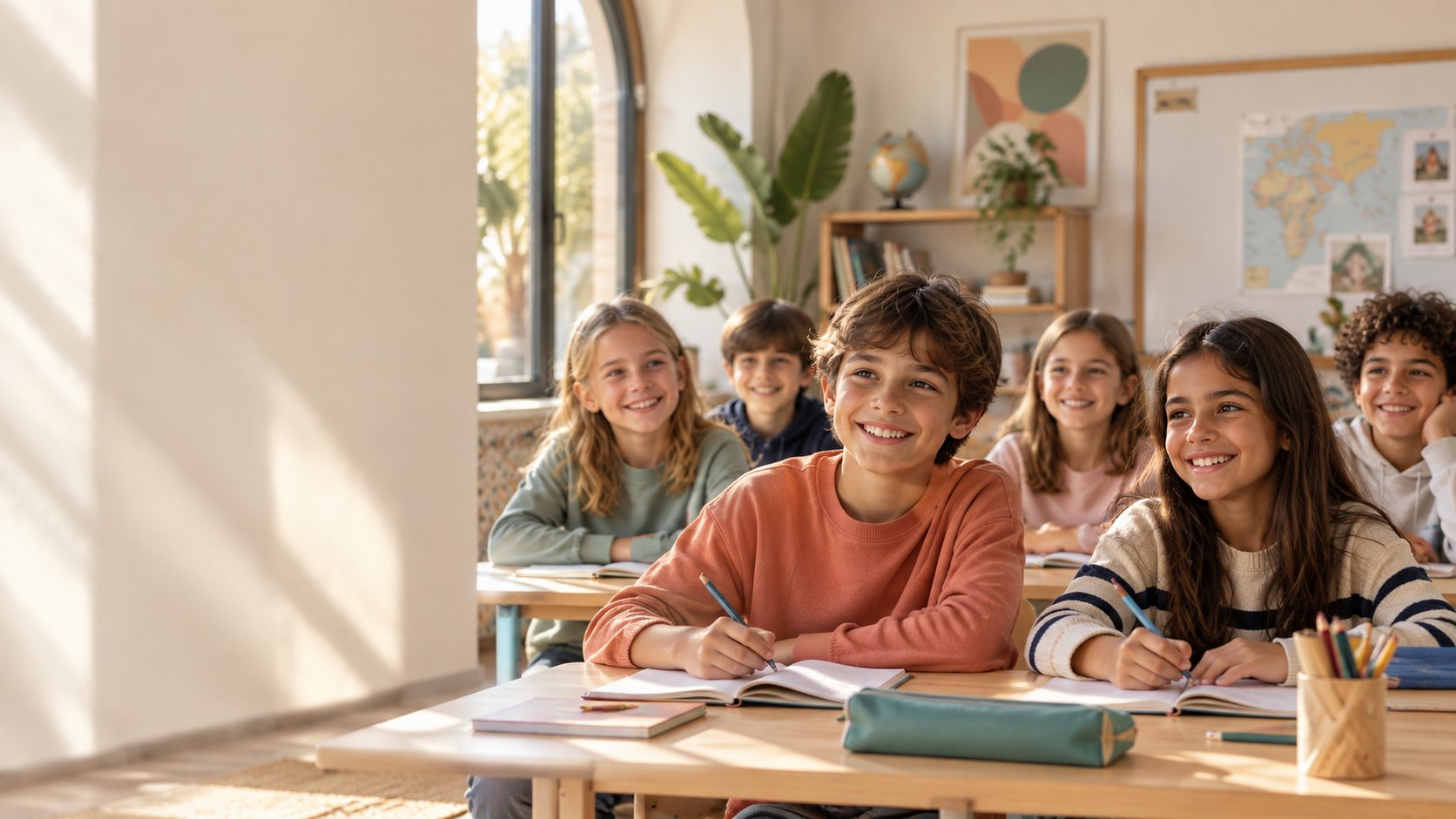 Enfants et adolescents souriants en atelier ALMA
